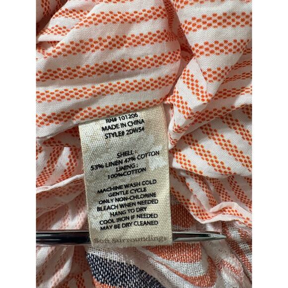 Soft Surroundings Dress Women XS Orange Cream Linen Oversized Lagenlook Boho - Picture 6 of 8